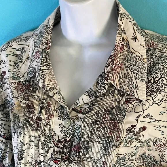 Chicos 3 Womens Vintage Size XL Button Front Long Sleeve Shirt 46" Bust - Picture 4 of 16